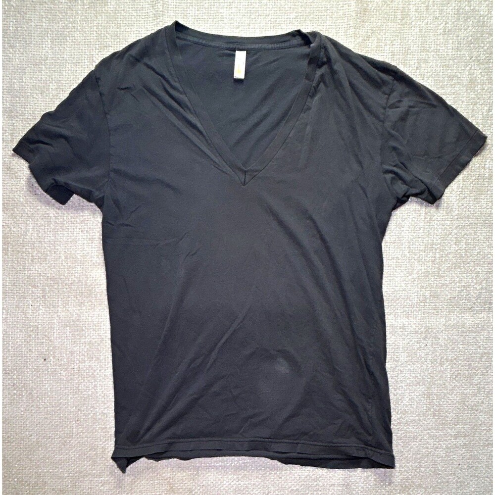American Apparel The Summer Shirt Deep V Neck Blank Tee Gray Men's Large Vintage